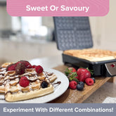 Quest 35940 4-Slice Deep Fill Waffle Maker – Non-Stick Plates, Adjustable Temperature, Stainless Steel, 1100W, Cool Touch Handle